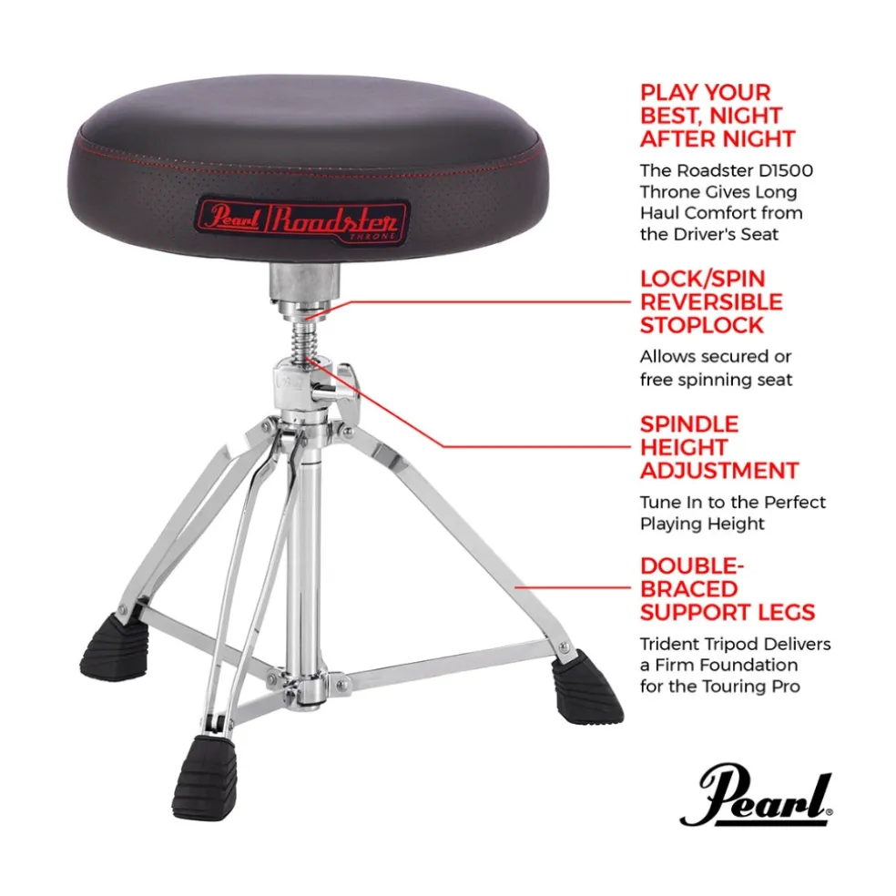 Pearl D1500 15" Vented Round Red Cloth Drum Throne