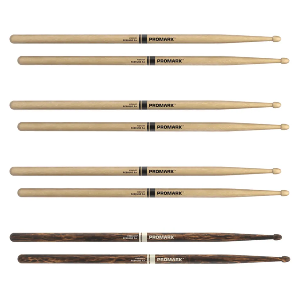 ProMark Rebound 5A Wood Tip - 4 Pack (3 Hickory + 1 Firegrain)
