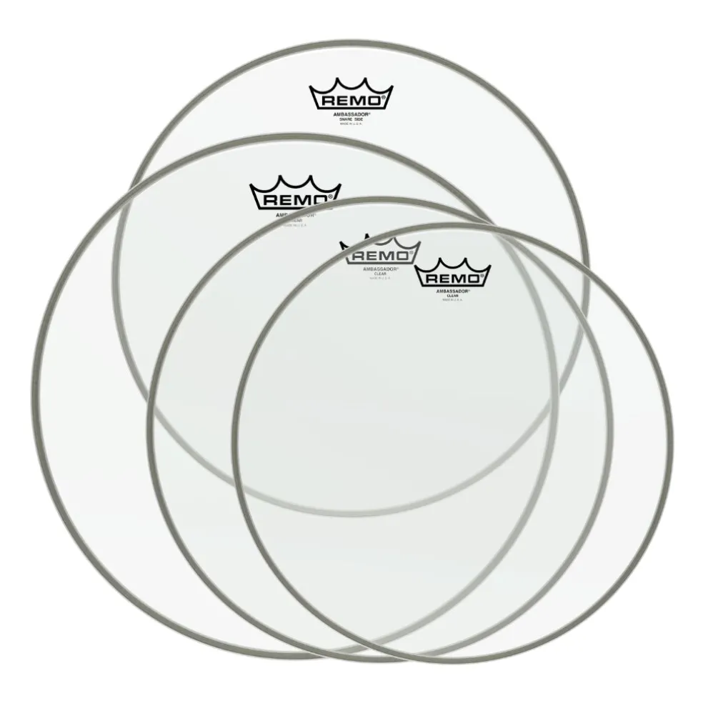 Remo Pro Pack Ambassador Clear 12" 13" 16" FREE 14'' SA Hazy Snare Side