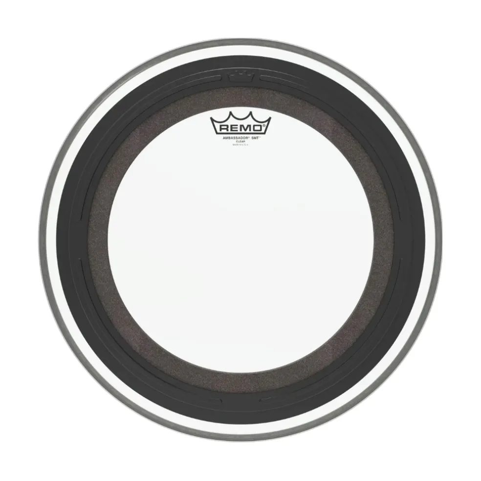 Remo SMT Ambassador Clear 24" Bass Drum. Includes 21⁄2" Falam Patch