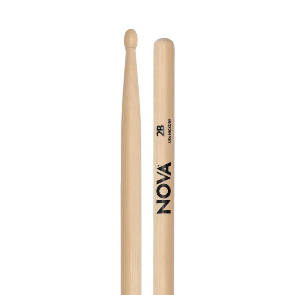 Vic Firth Nova Hickory Drumsticks - 2B - Wood Tip